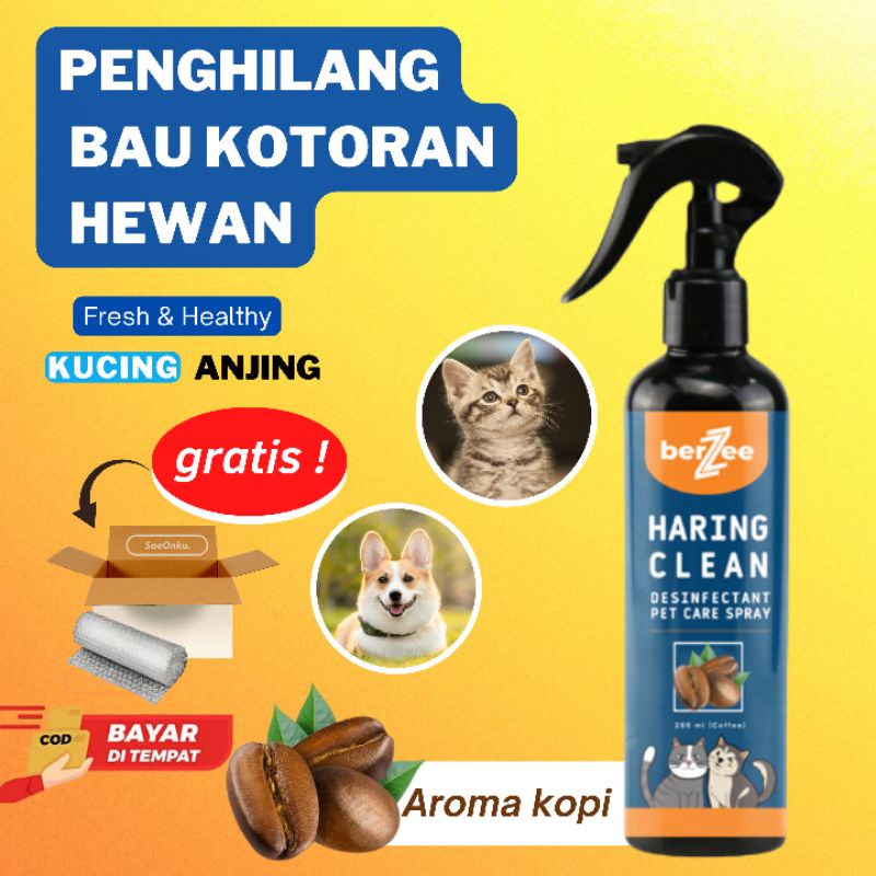 (HARING CLEAN) spray penghilang bau pesing kotoran hewan kucing anjing kelinci antibakteri penghilang bau pesing urin kucing penghilang mau pup kucing