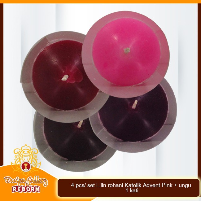 4 pcs/ set Lilin rohani Katolik Advent Pink + ungu 1 kati