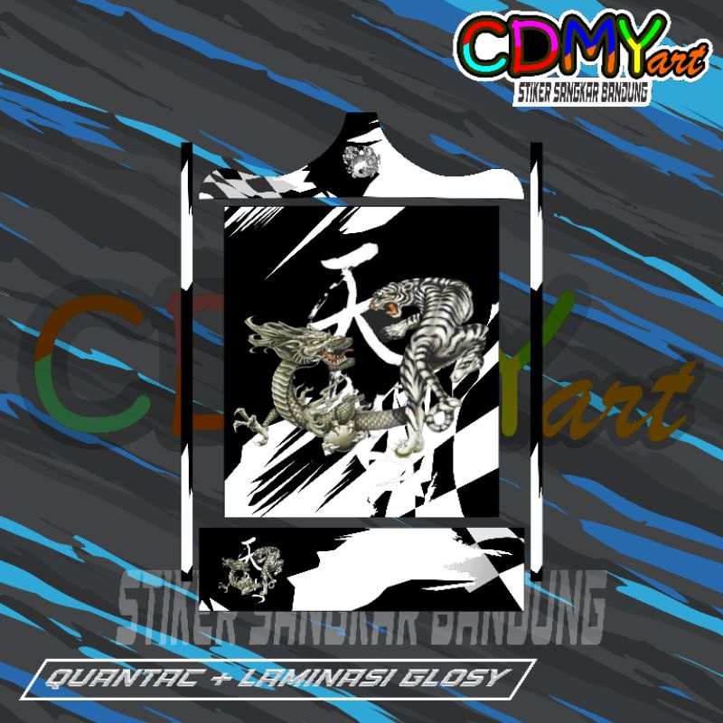 STIKER DECAL SANGKAR KOTAK MOTIF NAGA