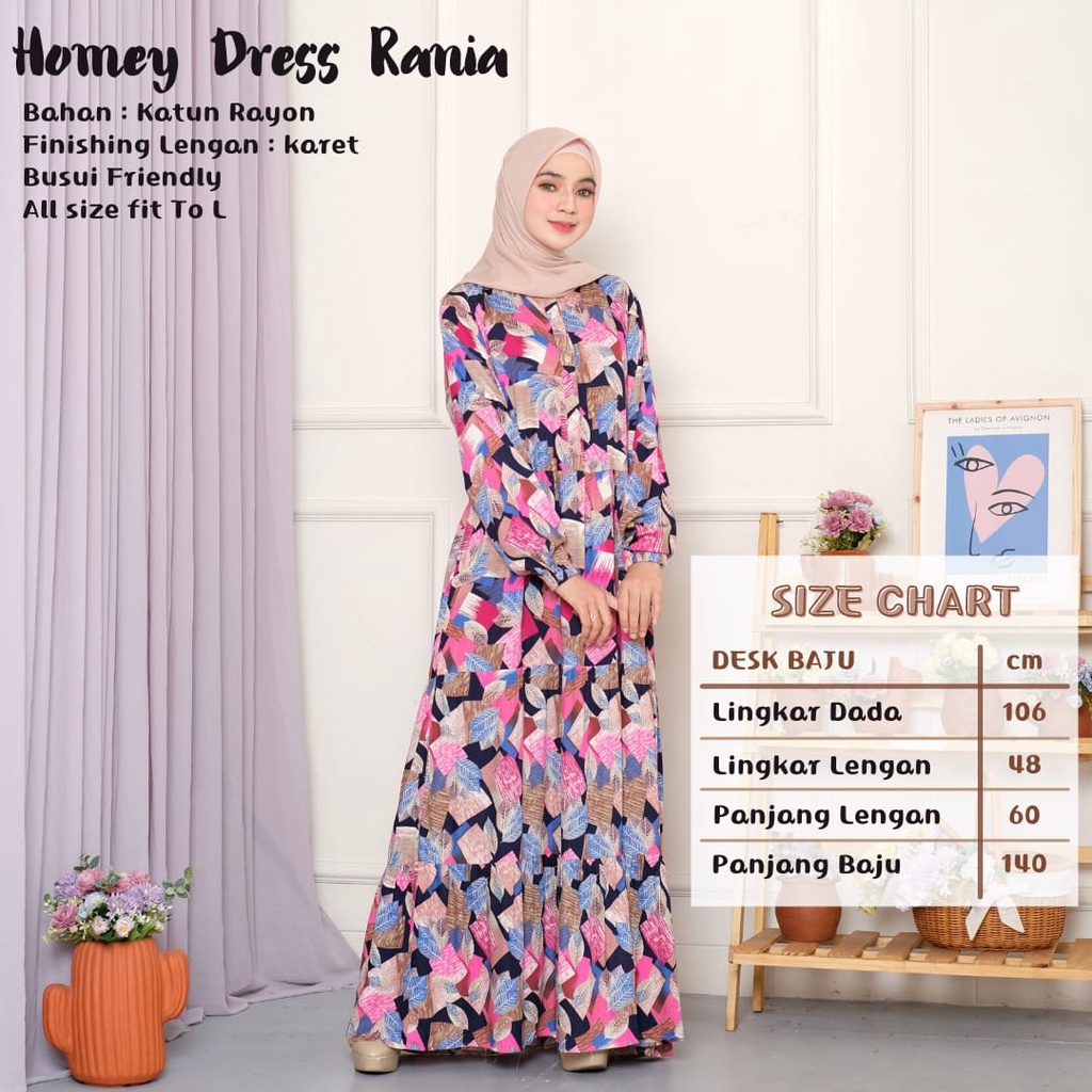 TERMURAH!!(BISA COD)HOMEY DRESS MOTIF_HOMEY DRESS RANIA_BAHAN KATUN RAYON_GAMIS WANITA_BESTSELLER