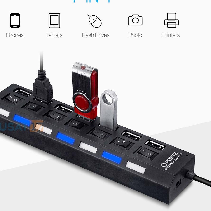 Sambungan Kabel Charger Saklar 7 Port On/Off High speed 7in1 4in1 4 Usb