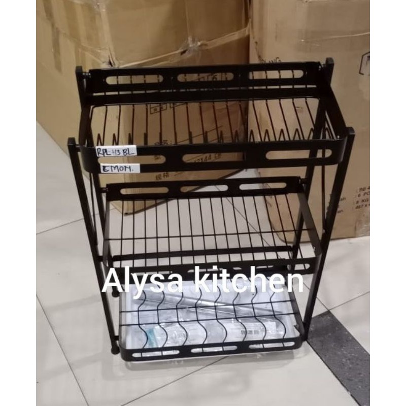 Rak piring hitam stainless sus 304 / Rak piring / Rak dapur