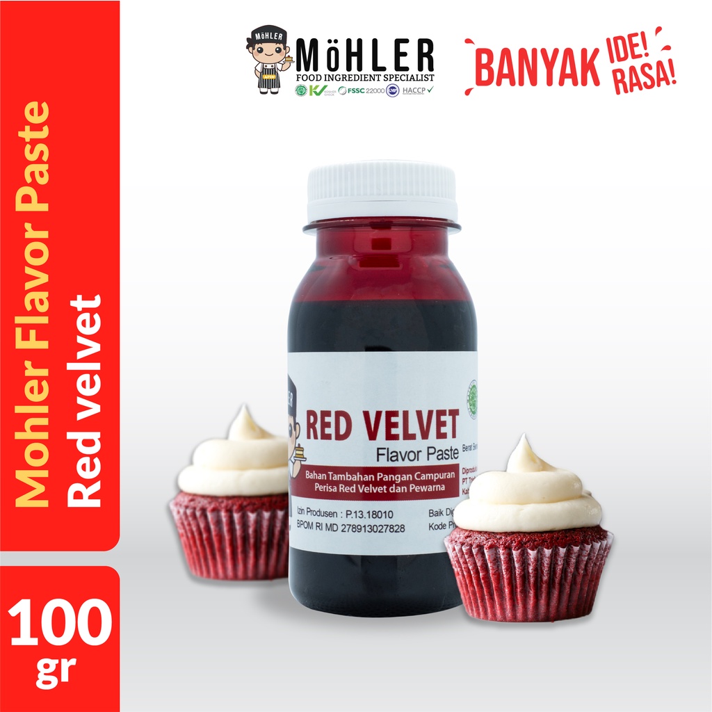 MOHLER Pasta perisa pewarna RED VELVET (KLIK KOMBO HEMAT UNTUK BELI 1 GRATIS 1)