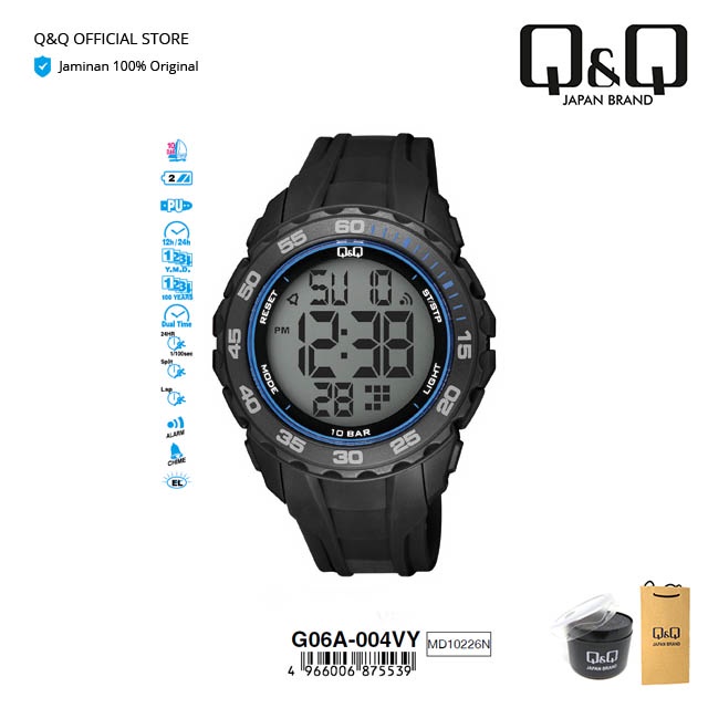Q&Q QnQ QQ Original Arloji Jam Tangan Pria Digital Rubber Karet - G06 G06A Water Resist 10 BAR-5