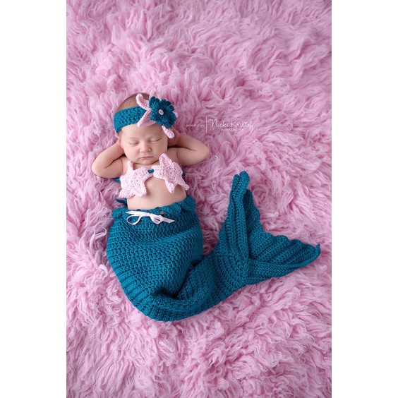 BAJU RAJUT BAYI / COSTUM / PROPERTI FOTOGRAFI / BABY PHOTOSHOOT MERMAID DUYUNG ARIEL
