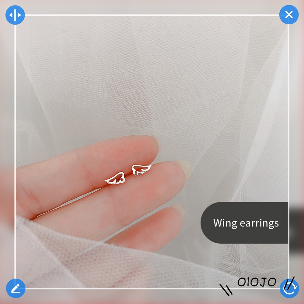 925 Perak Anting Murni Mini Kecil kupu-kupu Zirkon Halus Anting Mahkota Kecil - ol