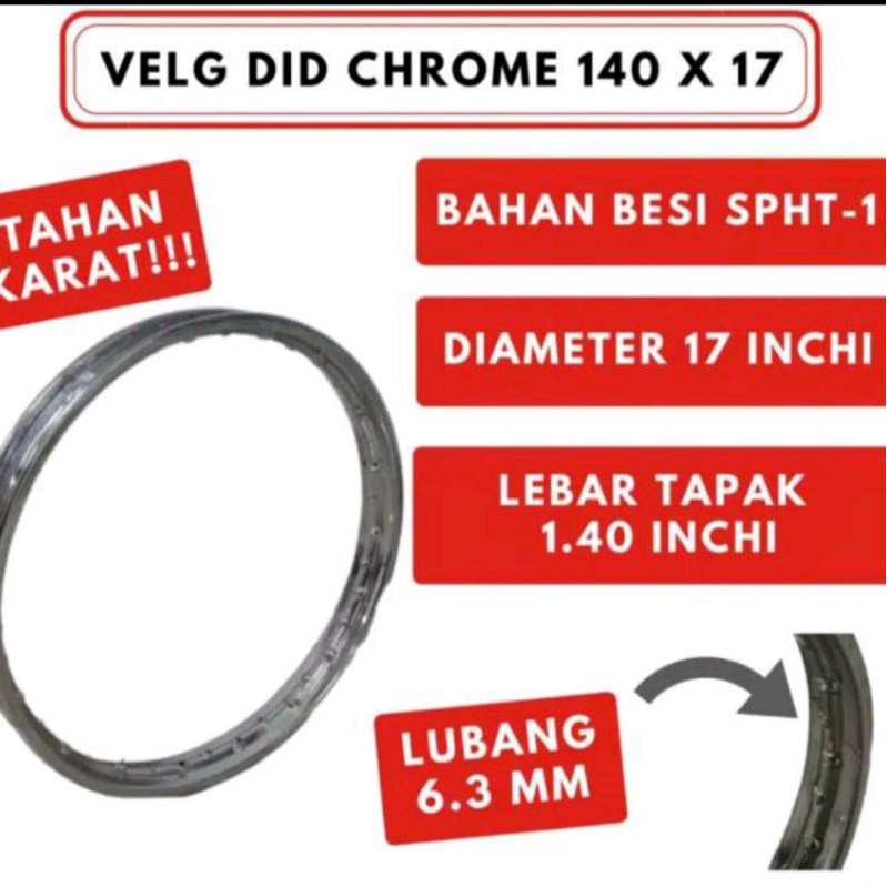 Velg DID Besi Chrome Ring 17 ORIGINAL