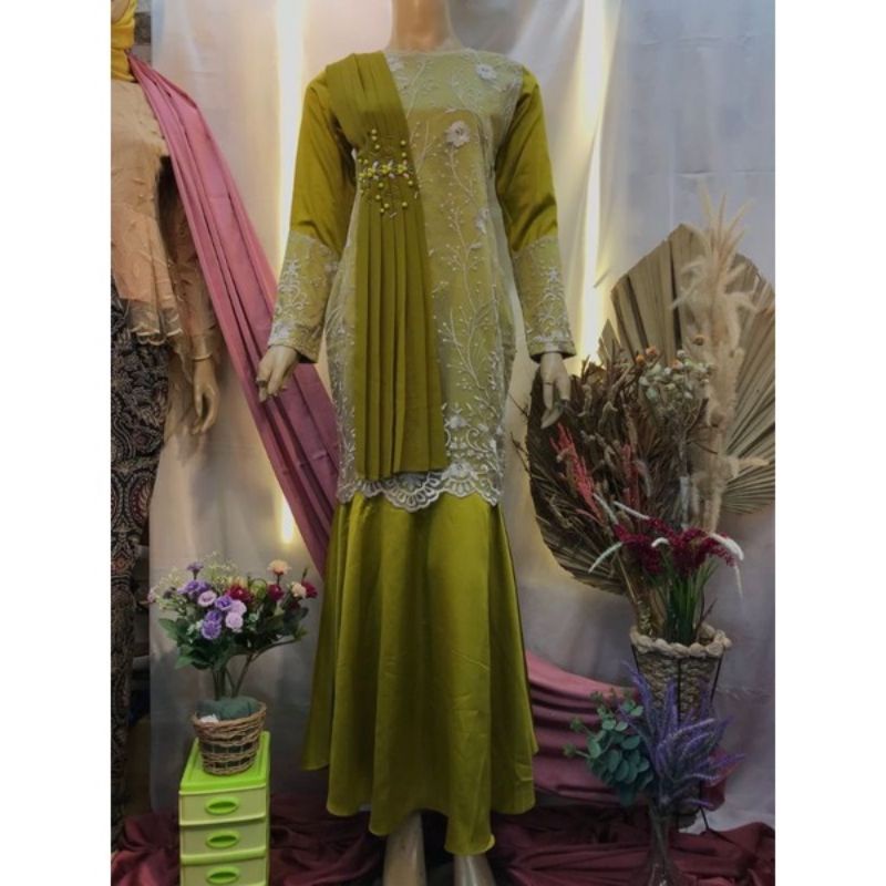 Gamis duyung selendang//gamis kondangan//gamis pesta//gamistulle mewah