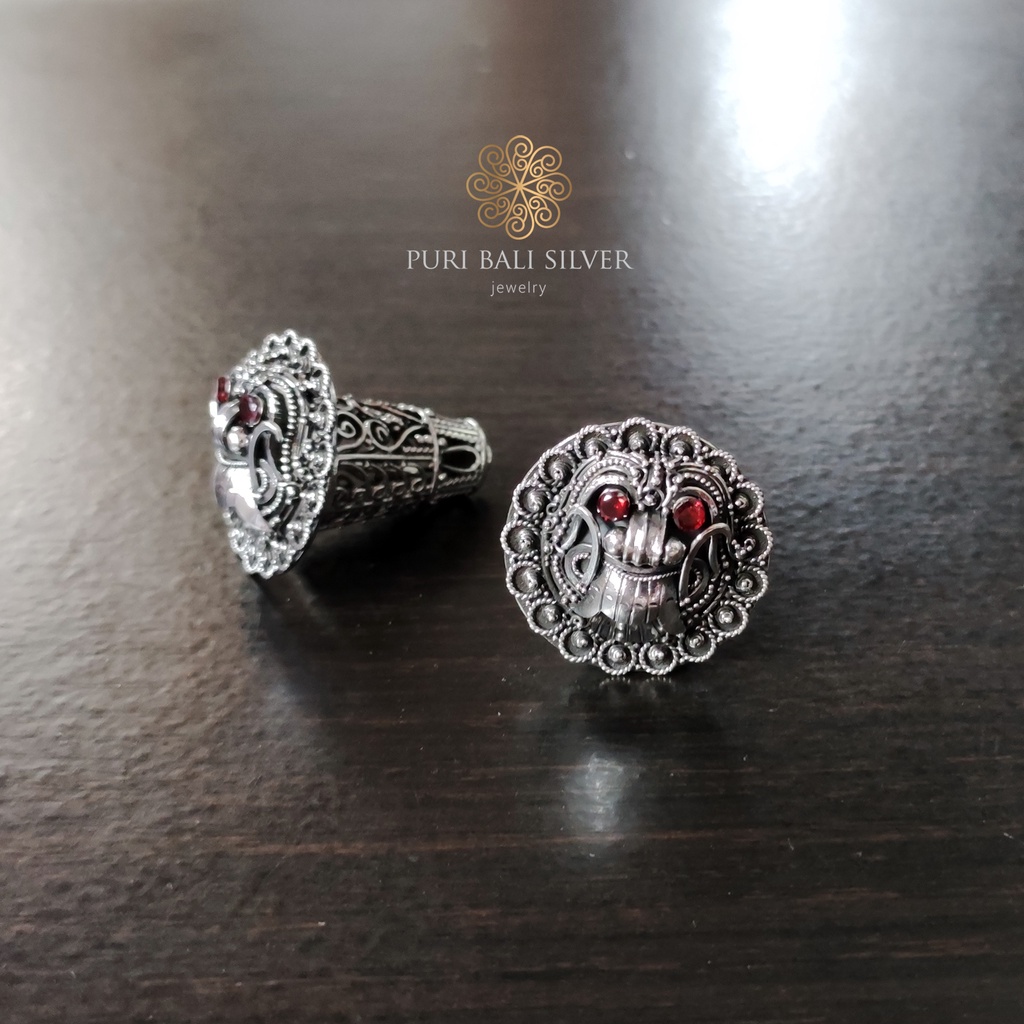 Anting Giwang Subeng Boma Barong Bali Perak Bakar Silver 925 Klasik