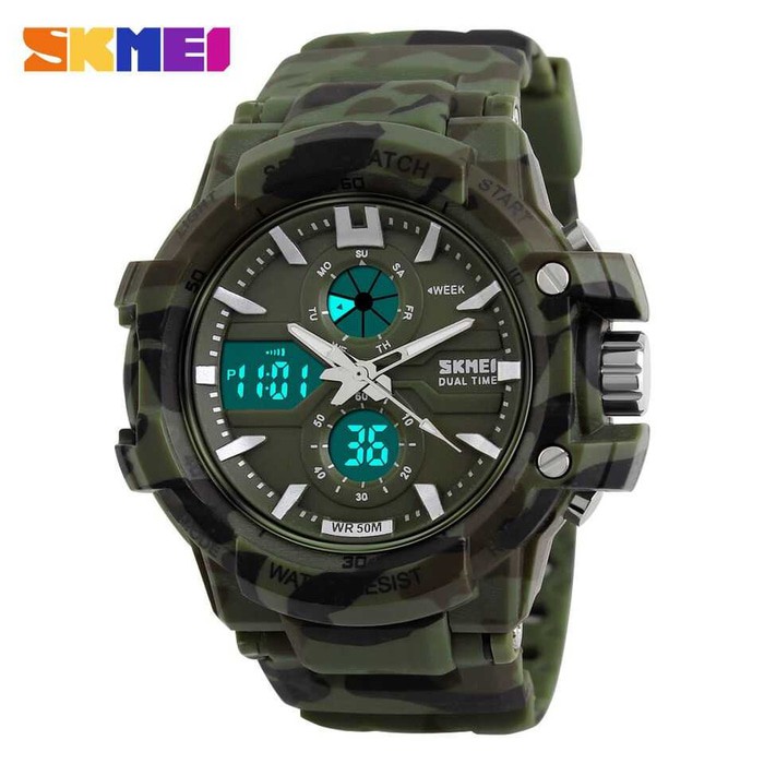 HOT SALE Jam Tangan Pria Original Skmei Tentara Polisi Anti Air Led Analog  - Putih TERMURAH