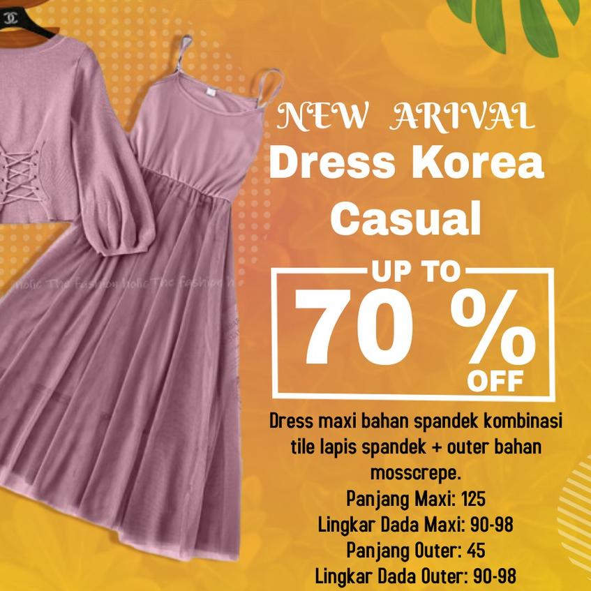 ☪ Outfit Korean Style Dress Korea Casual dress model terbaru ❈