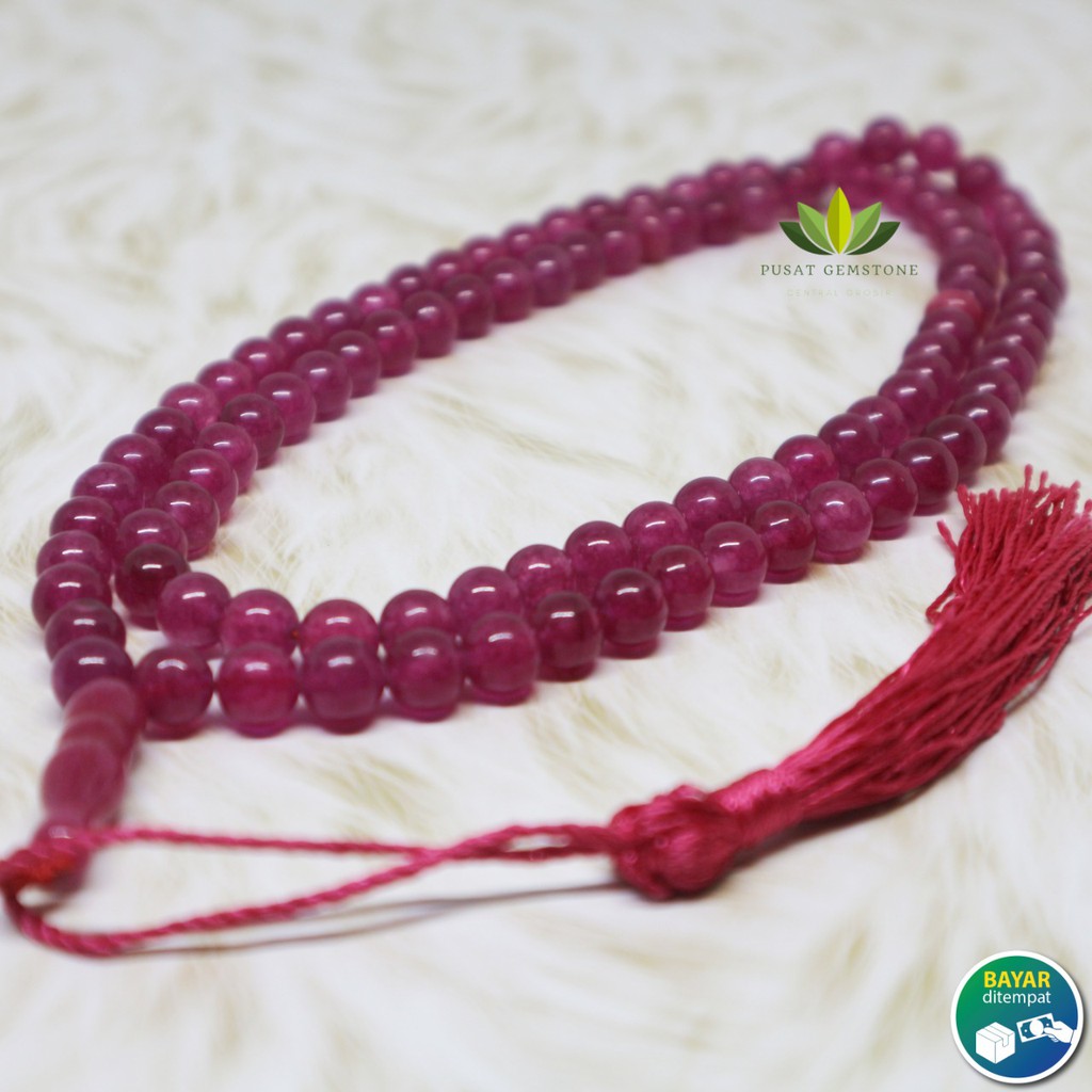 Tasbih Batu 99 Butir Giok Pink 8 mm