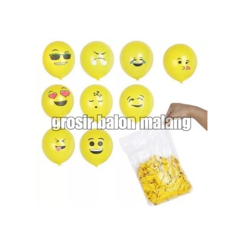 balon latex printing sablon emoji emoticon ekspresi isi 100 12inch