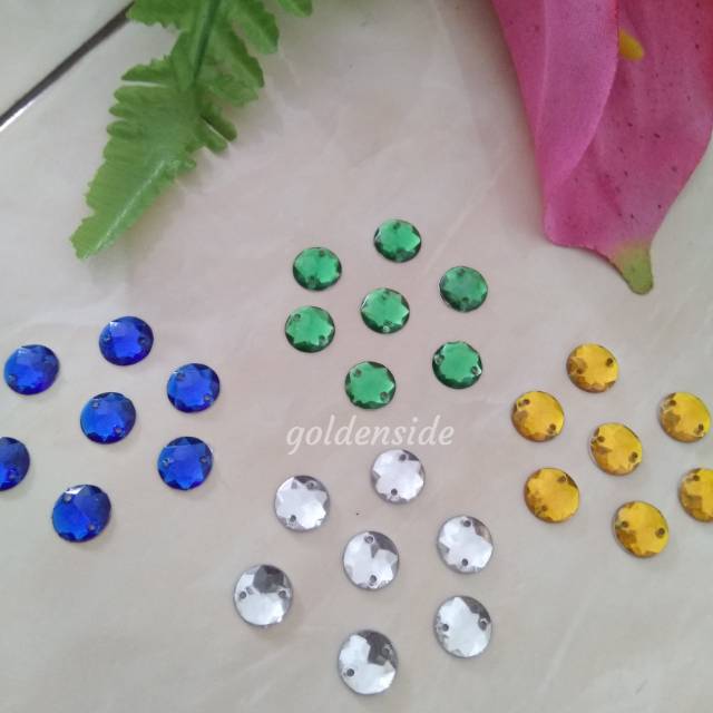 Aplikasi permata bulat Diamond bulat tempel / jahit per lusin