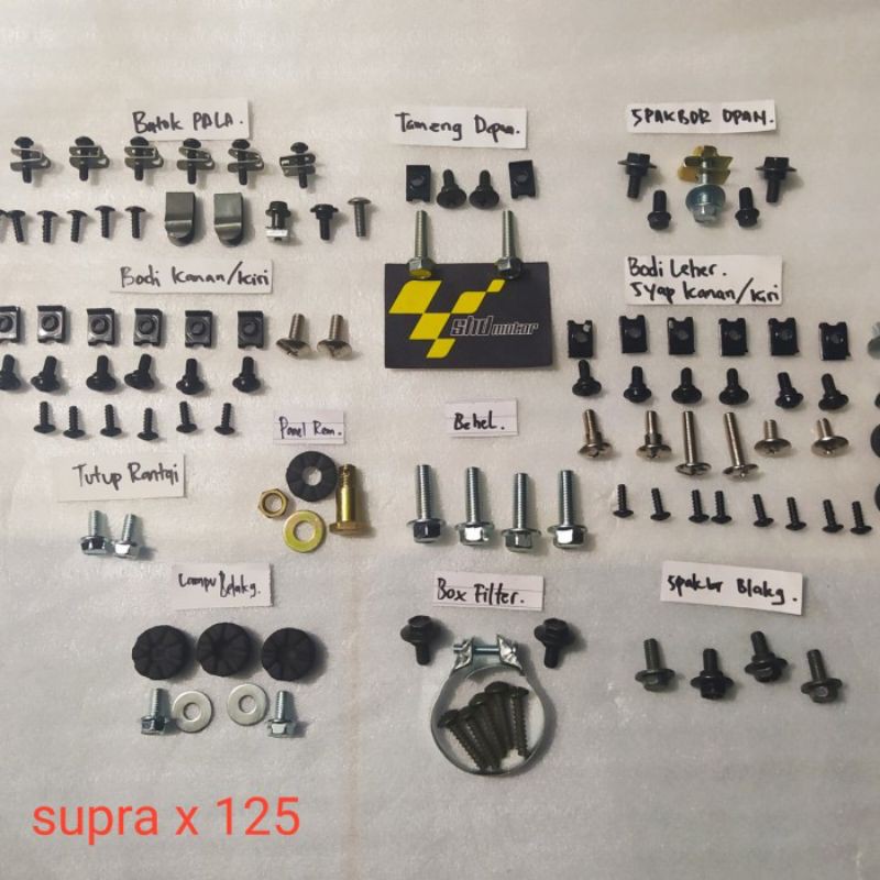 baut full set body supra x 125 tahu 2005/2006