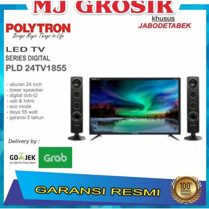 PROMO LED TV POLYTRON 24" 24TV1855 24 INCH USB MOVIE HD HDMI