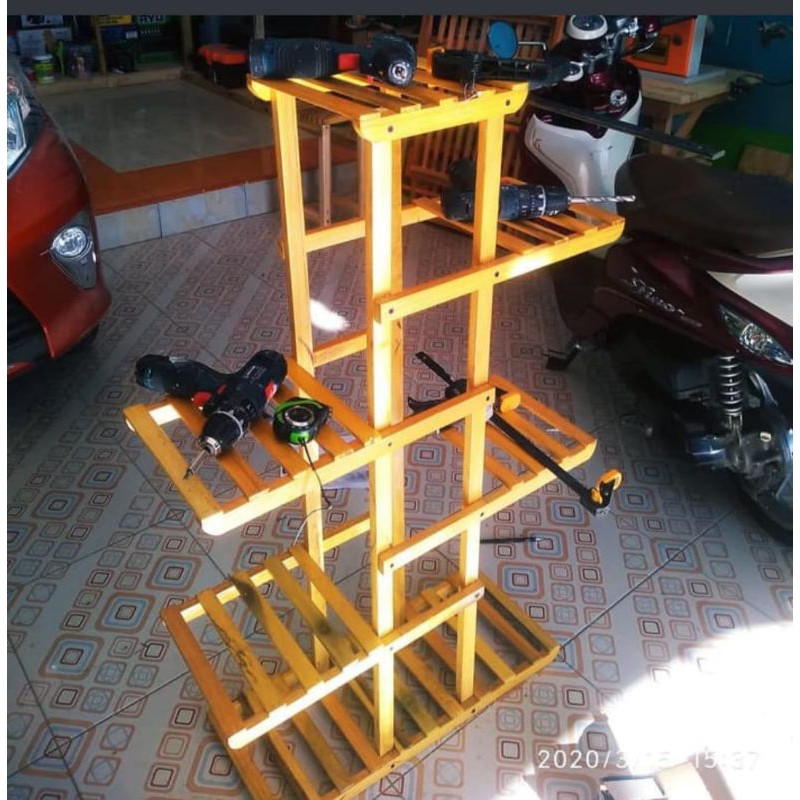 RAK BUNGA KAYU SUSUN 6