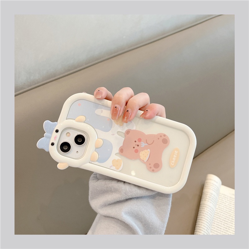 Soft Case TPU Transparan Motif Beruang Untuk Compatible for iPhone 14 13 12 11 Pro Max Xr Xs Max iPhone 8 7 6 6s Plus Bear Phone Case Clear Silicone Anti-Scratch Handphone Hard Case Shockproof Soft TPU Protective Cover Casing