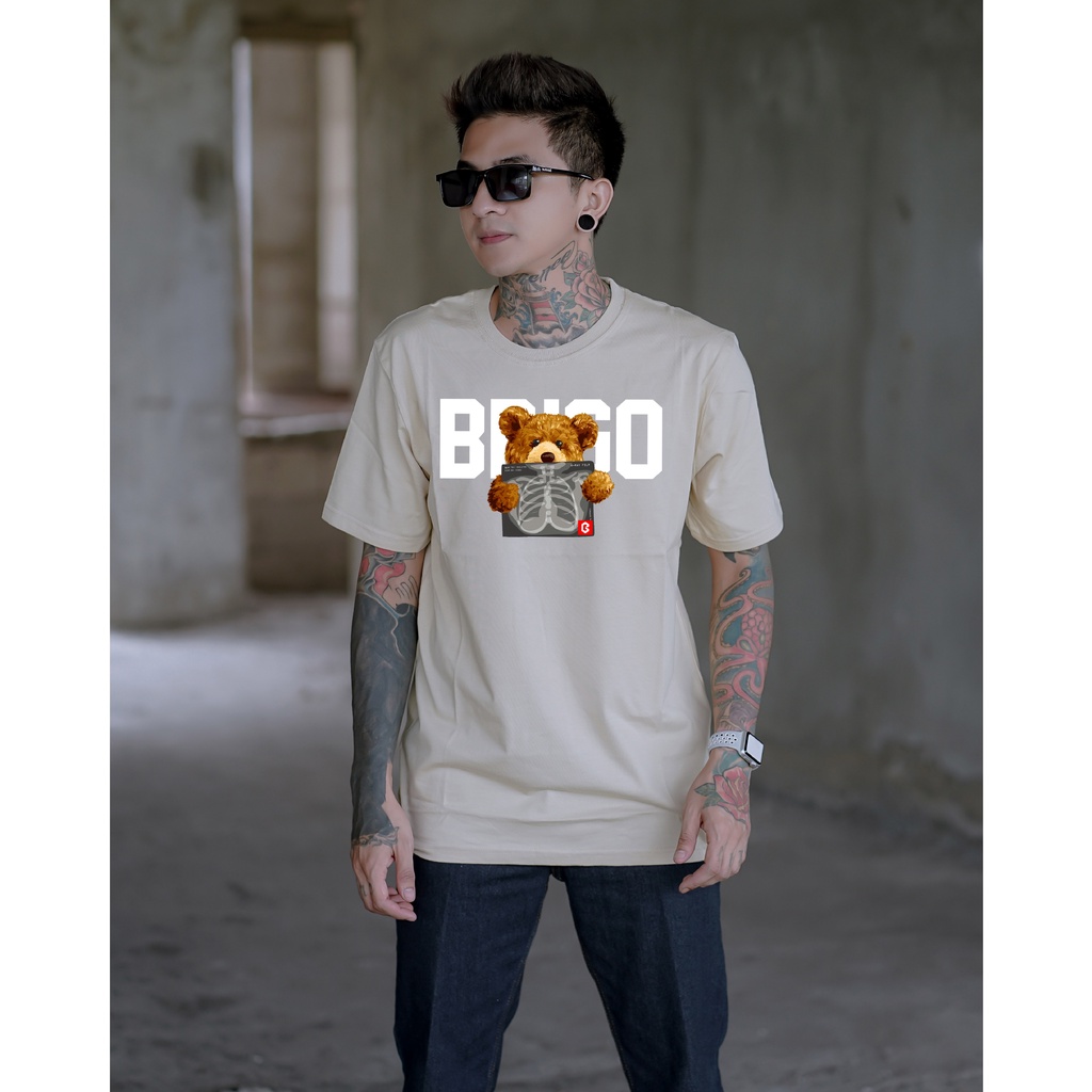 BRIGO Kaos Lengan Pendek Bear Rontgen II Kaos Distro BRIGO Beruang Rontgen II Kaos Katun Combed M-XL ( Pria &amp; Wanita )