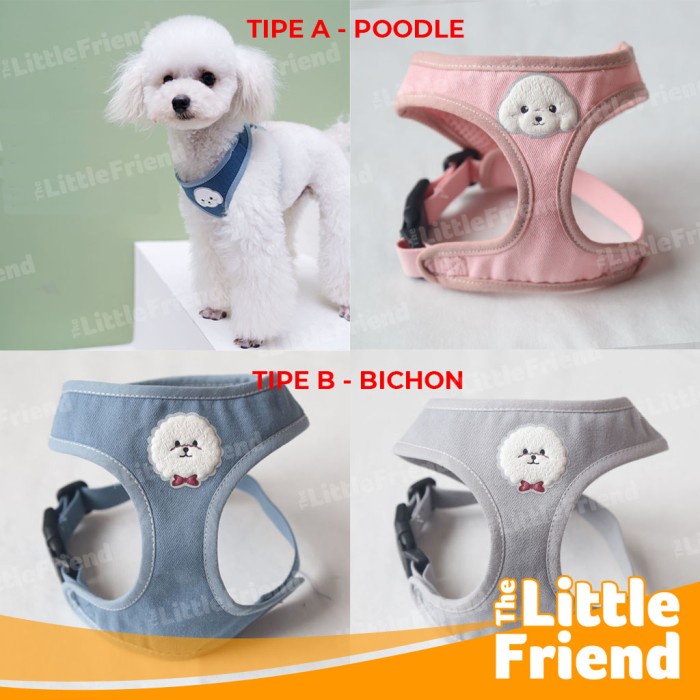 Dog Leash Harness Vest Tali Tuntun Chest Strap Anjing Poodle Bichon