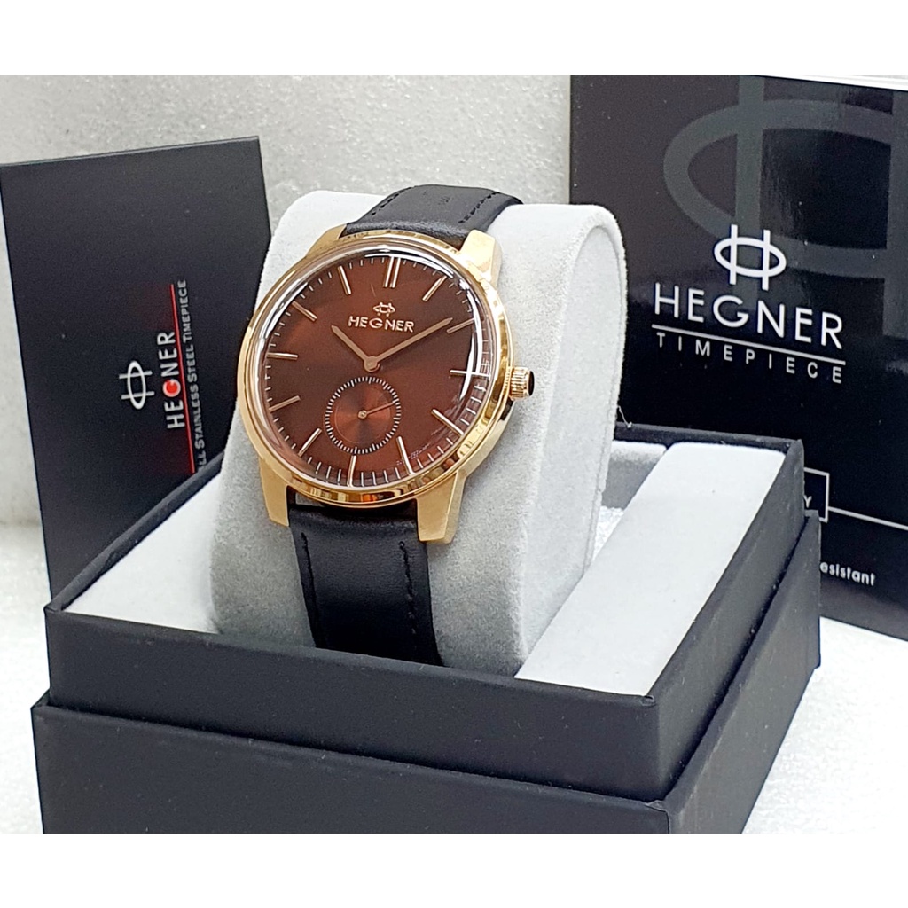 Jam Tangan Pria Hegner 1637 Fashion Kasual Chrono Aktif Strap Kulit Original