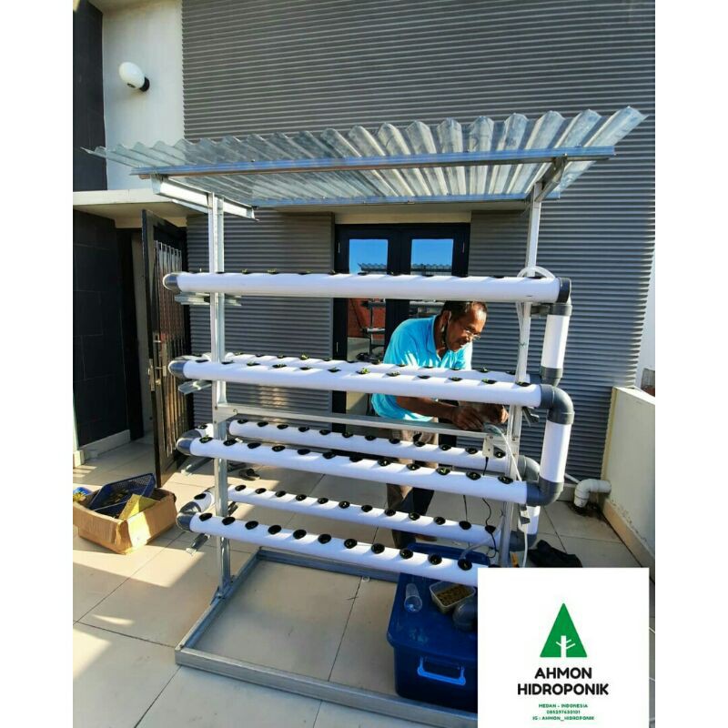 HIDROPONIK SET 100 LUBANG TANAM RANGKA BESI