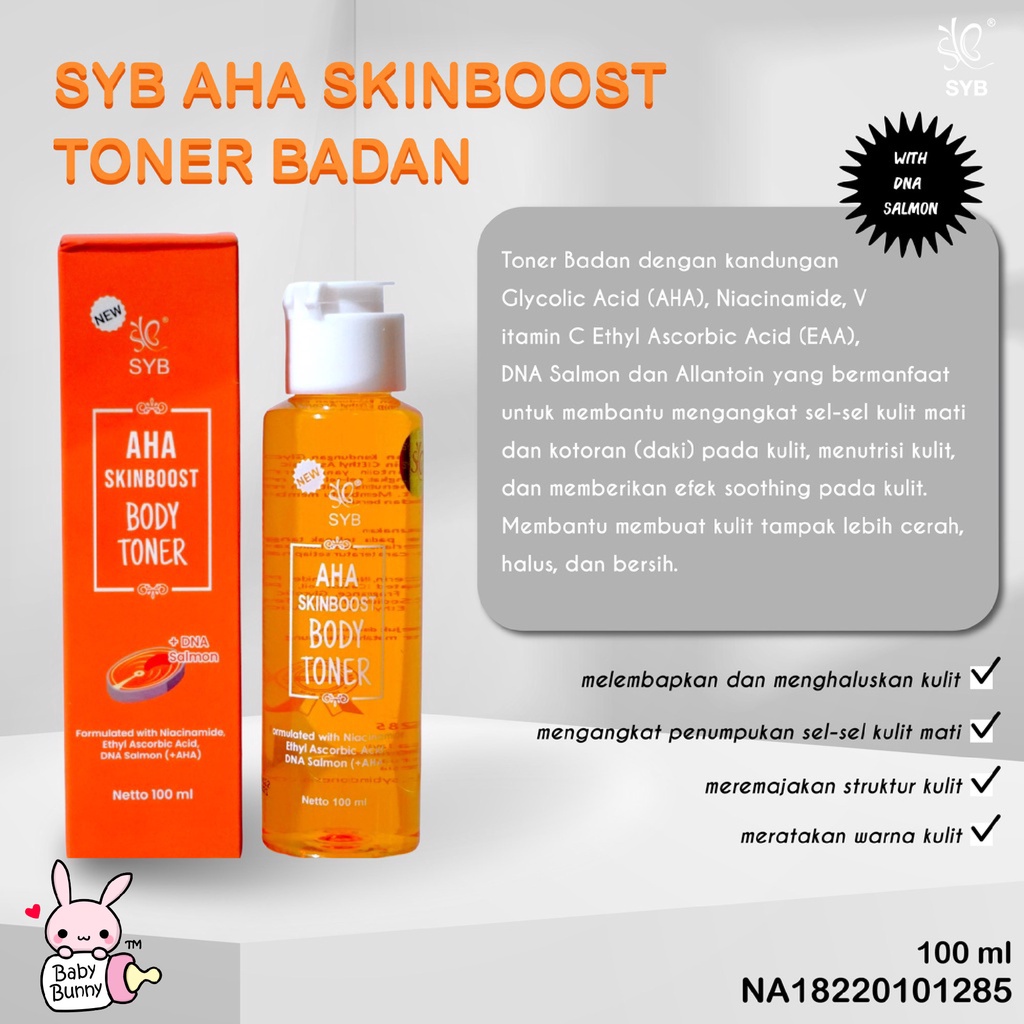 ❤ BELIA ❤ SYB Toner Badan Red Jelly | Toner Coklat 100ml | AHA SKINBOOST BODY TONER | Toner Wajah Putih | Toner Tubuh (✔BPOM)