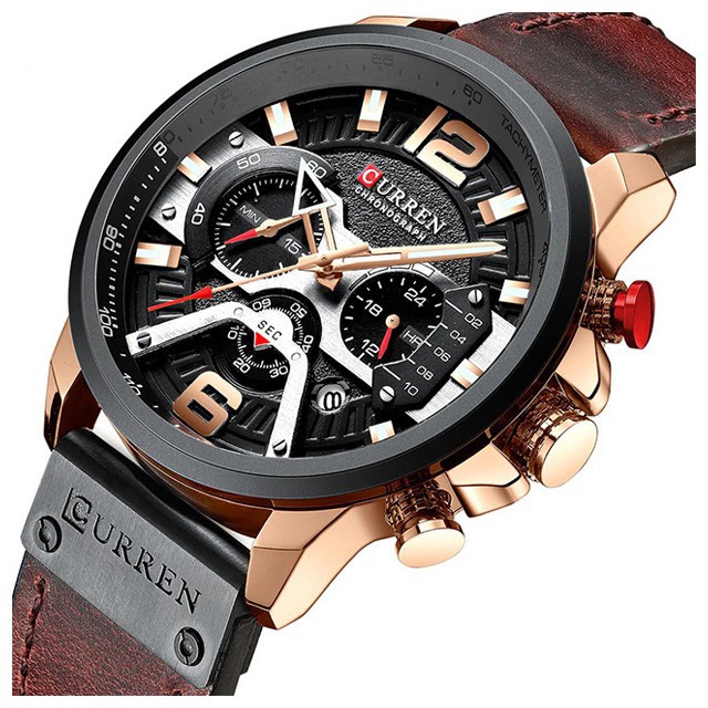 Jam Tangan Pria / Curren 8329 Date Chronograph aktif / Jam Tangan Kulit Curren Original