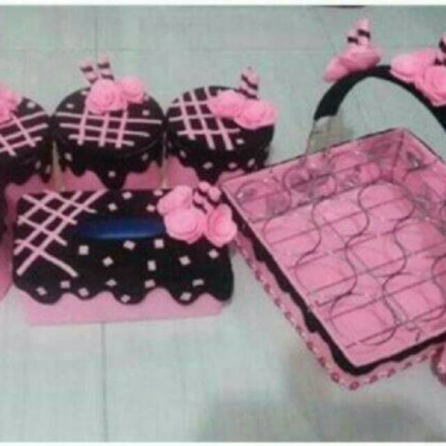 Set toples, kotak tisu &amp; keranjang flanel