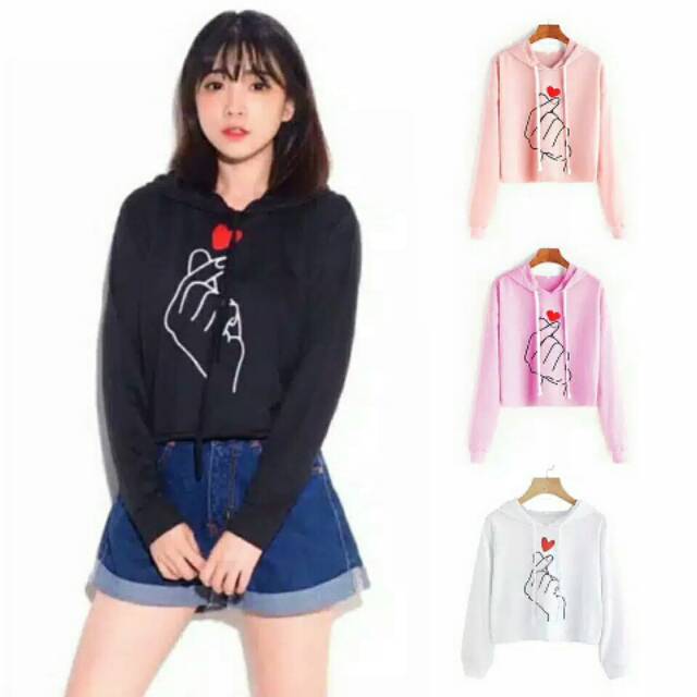 Sweater Hoodie Wanita /Sweater Wanita /Baju Wanita /Baju Korea /Sweater Hoodie crop SARANGHAE besar