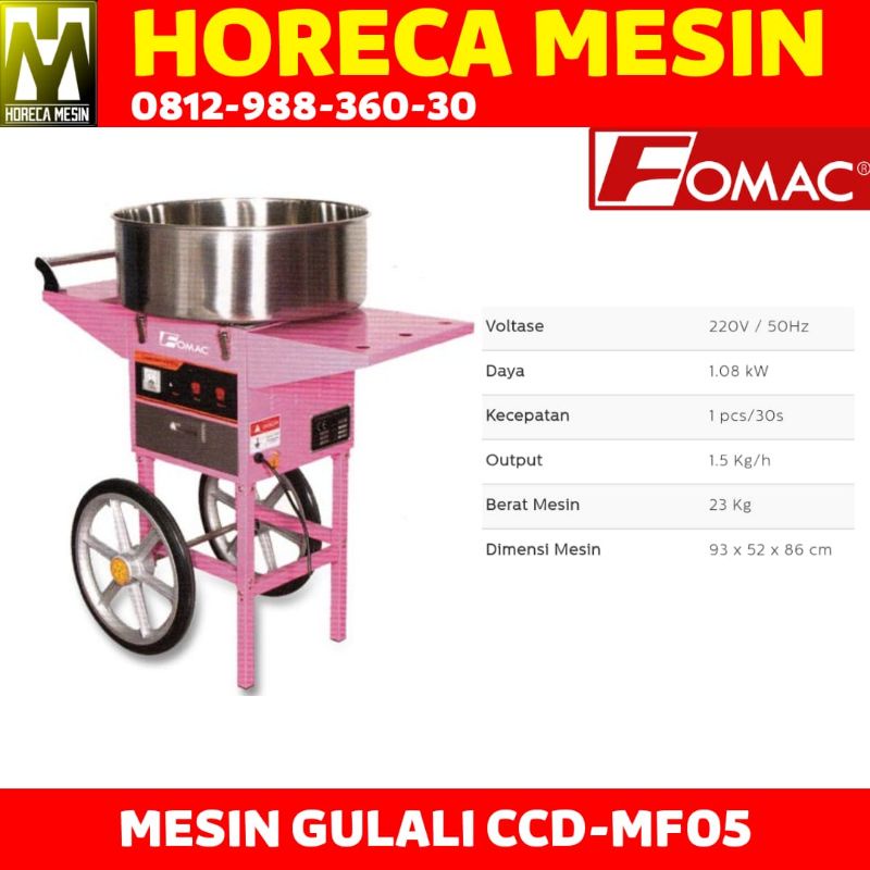 Mesin Gulali Arum Manis Gas + Gerobak Cotton Candy CCD-MF05 FOMAC