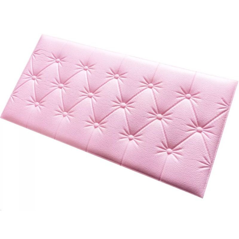 MOGYMOGY HL0206 Wallpaper 3D Foam Kedap Suara Tahan Air Headboard Bed Wallfoam Empuk-Pink