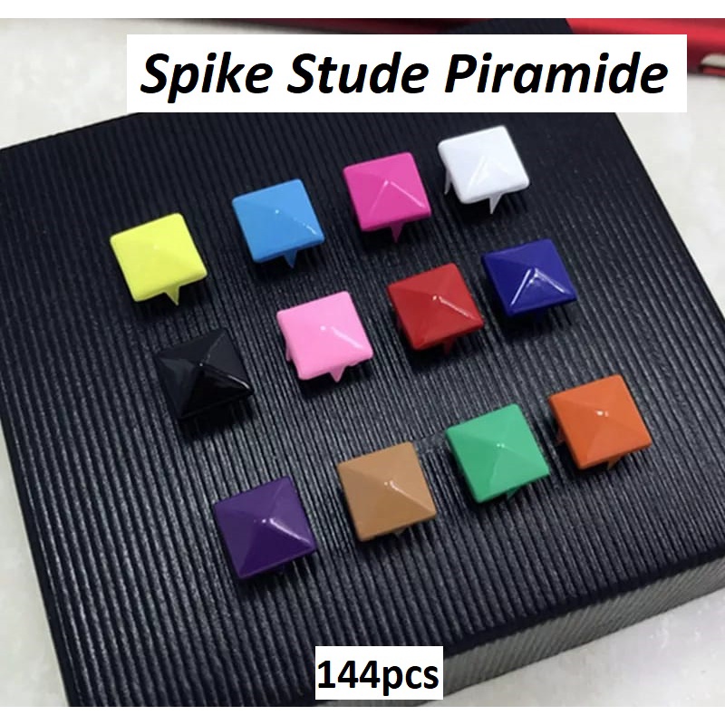 Spike-Stude Piramide Kaki 4 Uk 9x9mm - Aksesoris Tas-Sabuk - Jaket Harga/144pc