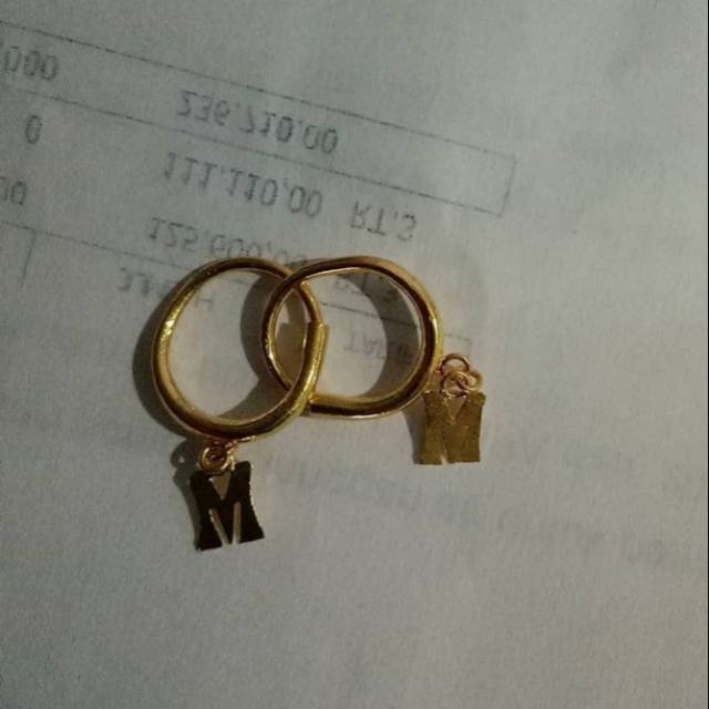 Anting huruf 3-5 gr. Emas LM Asli 24K. Kadar 99,99%,