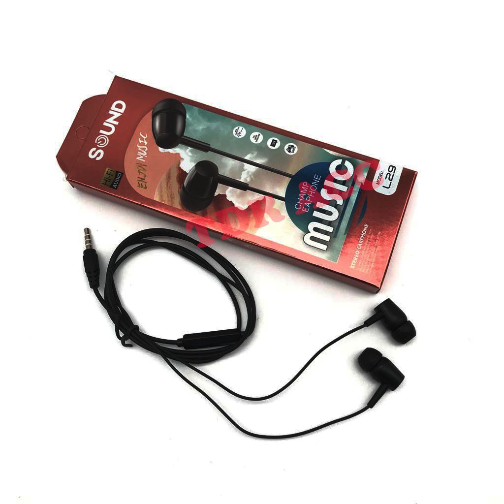 HANDSFREE EARPHONE L29 D21 STEREO BASS PACKINGAN IMPORT