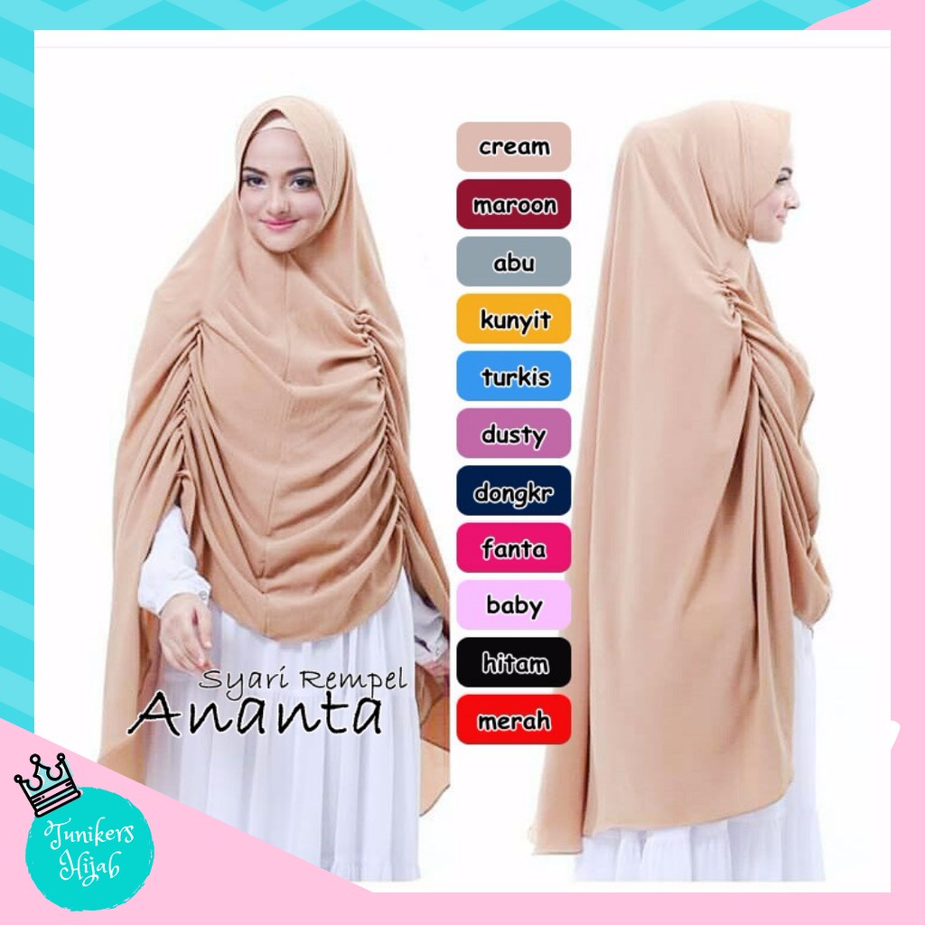 Jilbab Syari Murah Wanita Khimar Ceruti Rempel Ananta Jilbab Syari Murah Wanita Khimar Ceruti Rempel Ananta