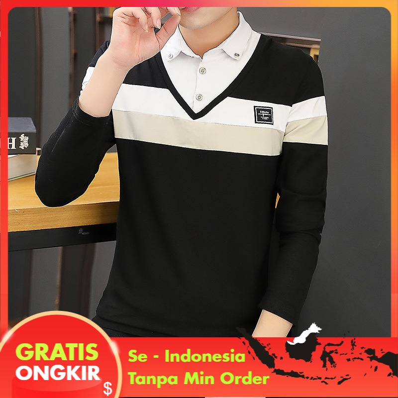 Kaos Polo Pria 2021 T-shirt  Pria Lengan Panjang Kerah Polo Shirt Polo Tshirt