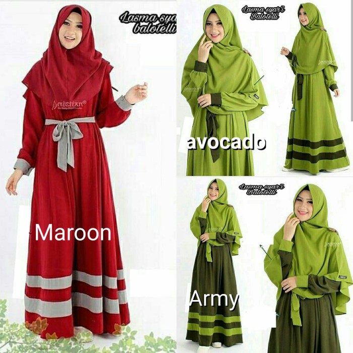 Fashion Wanita: Long Dress Muslim Lengan Panjang dengan Kancing, Warna Polos