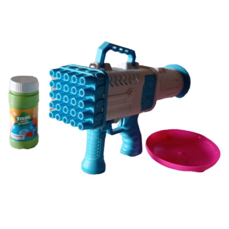 mainan balon air bubble gun rocket bazzoka 25 hole bubble air gun baterai