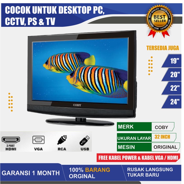 monitor 32 inch lcd tv 32 inch Cocok Untuk PS, CCTV, PC & TV Original