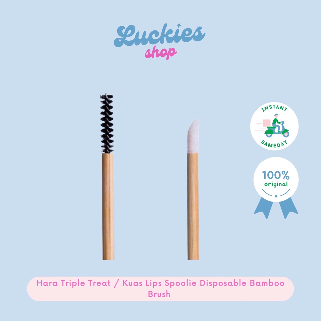 ORI Hara Triple Treat / Kuas Lips Spoolie Disposable Bamboo Brush (packaging baru tidak ada kuas eyeliner)