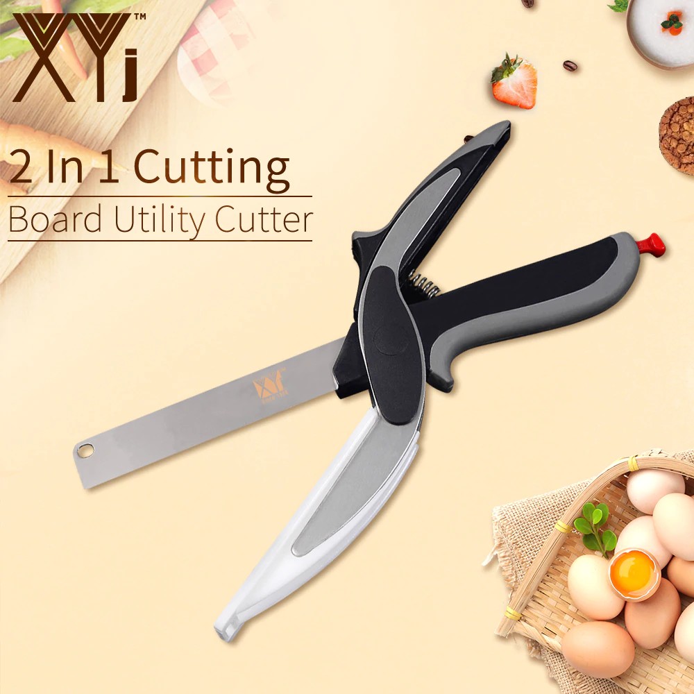 

[FreeOngkirTanpaSyarat] Multi-Function Scissors Cutter 2 in 1 Cutting Board Utility Cutter