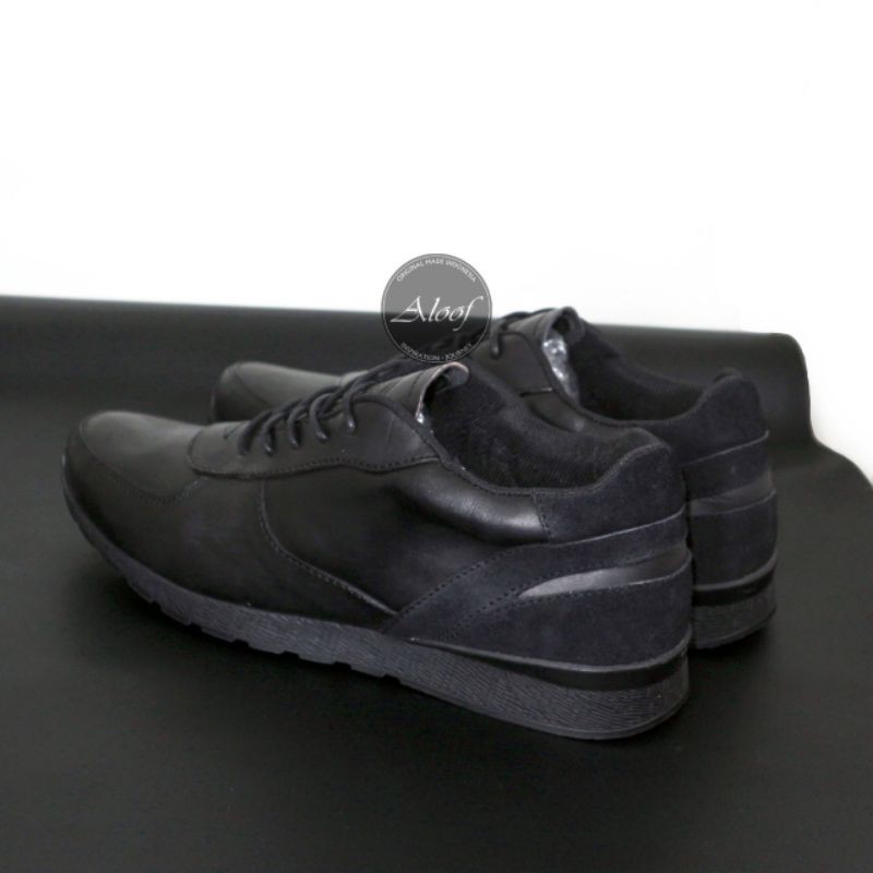 ALOOF LUTFI BLACK | Sepatu Sneakers Pria Original Kulit Asli Ringan Di pakai