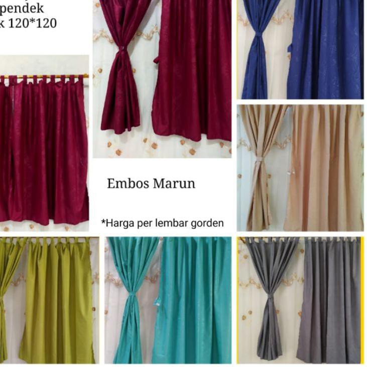 (Terbaik) Gorden Jendela Pendek Polos Embos Gorden Kecil Jendela Kamar uk 120x120