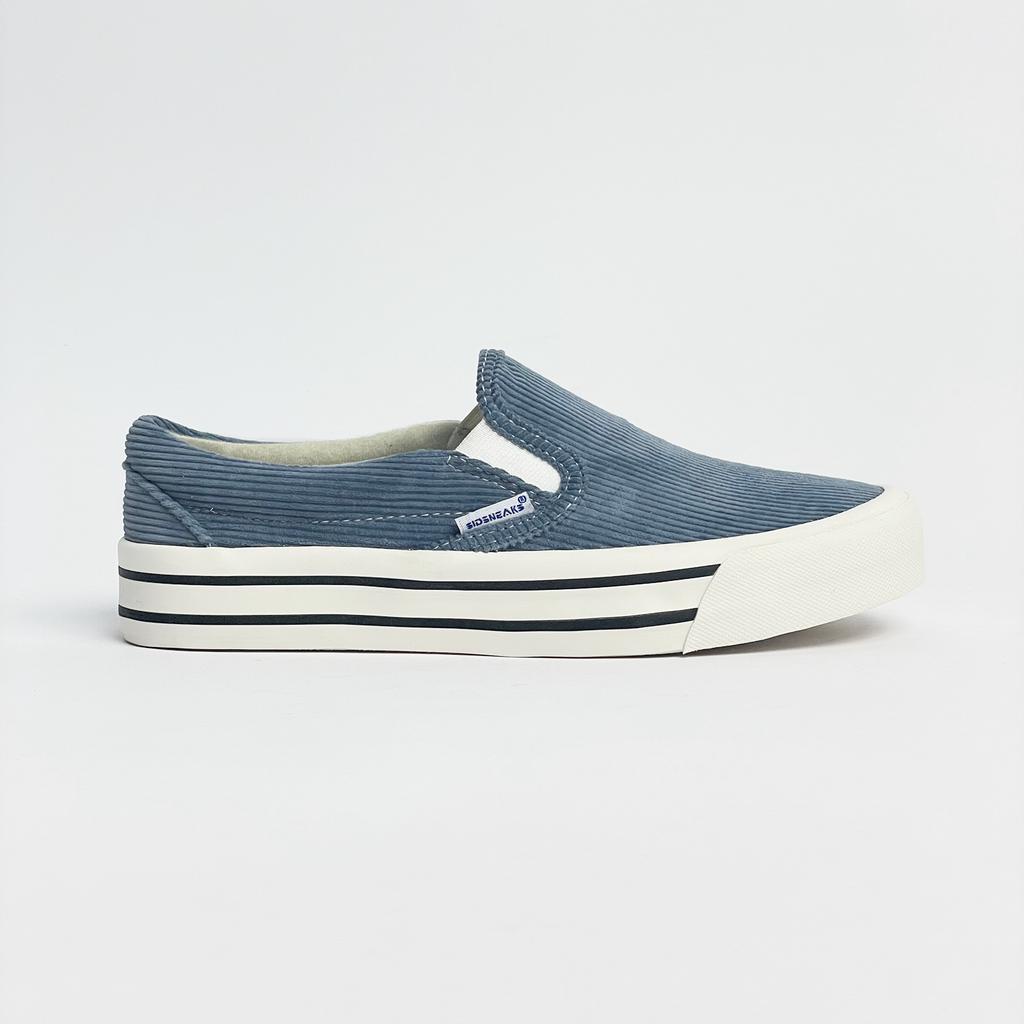 SIDSNEAKS Sepatu Slip On Pria Exelas Corduroy Blue