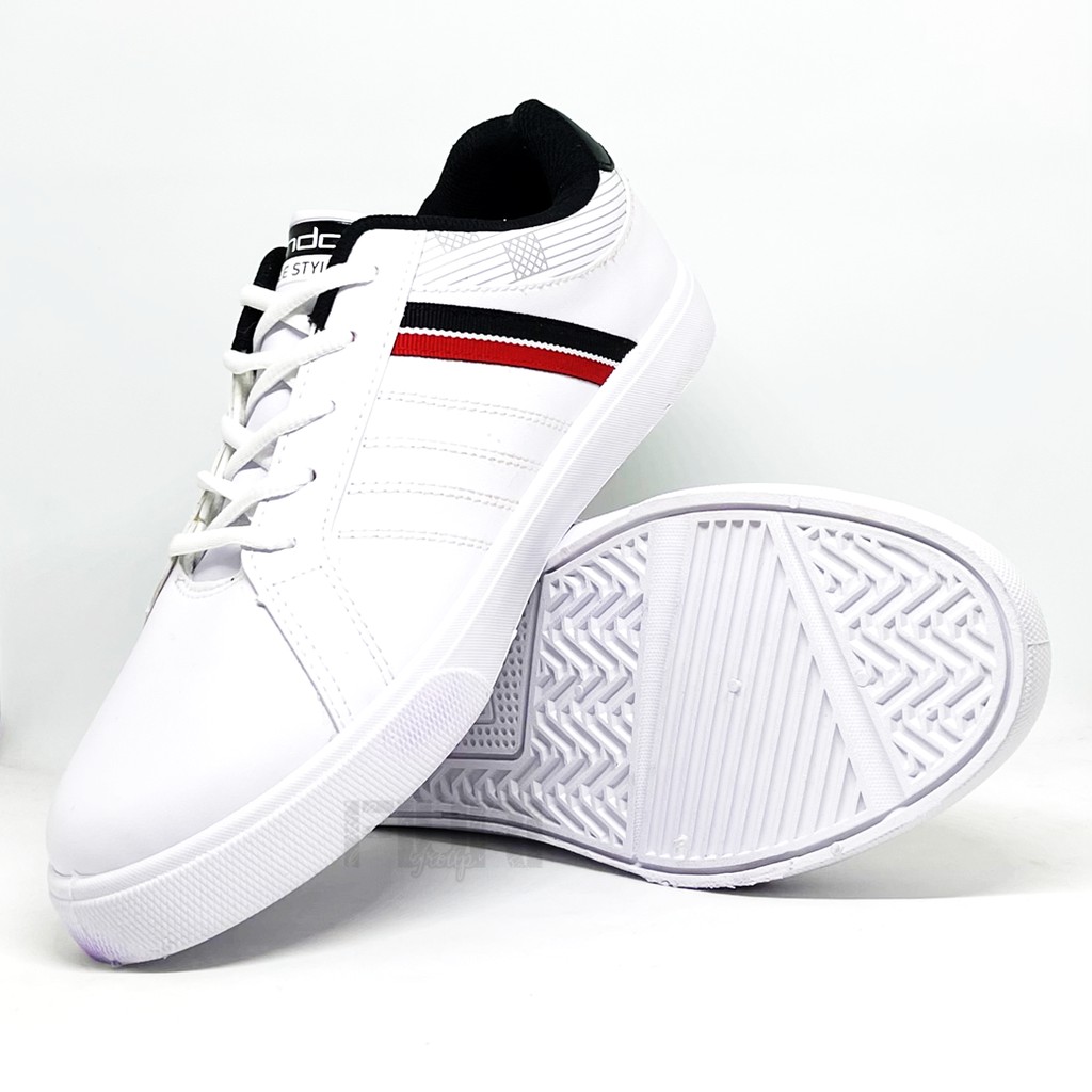 FIURI - Ando Original - Fendy 39-43 Putih Merah - Sepatu Kets Pria - Sepatu Sneakers Pria - Sepatu Olahraga Sport Pria - Sepatu Casual - Sepatu Jogging Lari Fitness Gym Senam Pria - Sepatu Sekolah Bertali SD SMP SMA - Fiuri