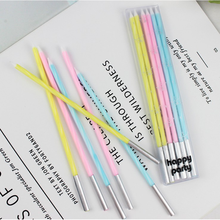 Lilin Panjang Rainbow Pastel 6/set Lilin ulang tahun ultah birthday candle bday lilin lucu unik