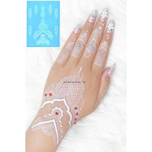 2 PCS HENA INSTAN PUTIH J1034 / MOTIP MEWAH / FREE GLITER MANIK DAN SAMPLE