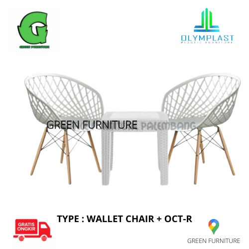 (gojek) paket 2 kursi 1 meja teras olymplast wallet chair + oct r kursi teras kursi cafe meja plasti