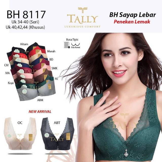 TALLY Bra Penekan Lemak Brokat 8117 JUMBO Cup D Original